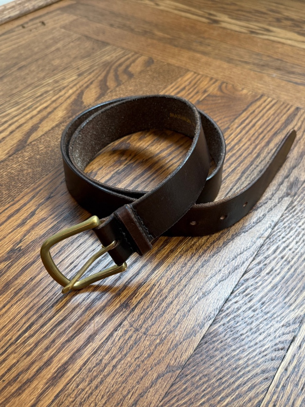 Maximum Henry Brown Leather Belt Brass Clasp Strap 37